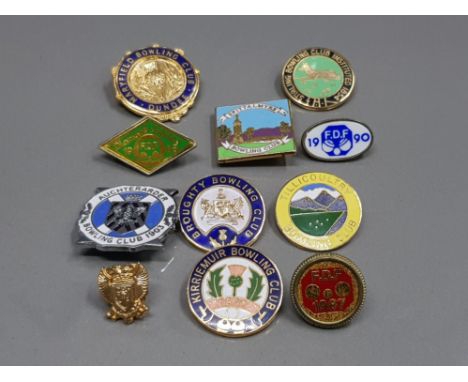 11 ENAMEL BOWLING CLUB BADGES