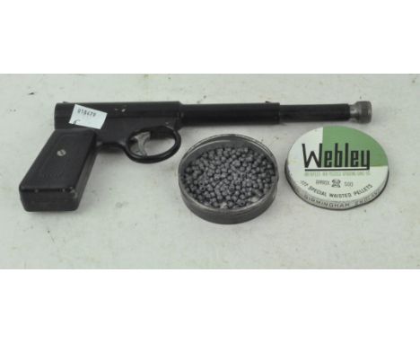 A vintage .177 The Gat air pistol complete with tin of pellets
