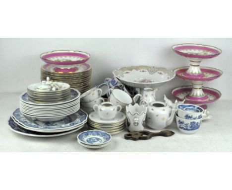 A large quantity of Richard Hawkins plates, three cake stands and a dish, all with floral decoration, together with a Richard