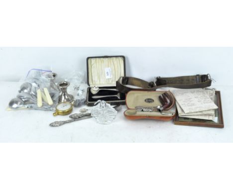 An early 20th Century Barton Sphygmomanometer, together with a boxed silver christening spoon and scoop, a silver plated cand