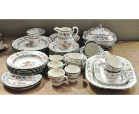 An extensive Copeland Spode 'Chinese Rose' dinner service, including dinner plates, side plates, lidded tureen, serving dishe