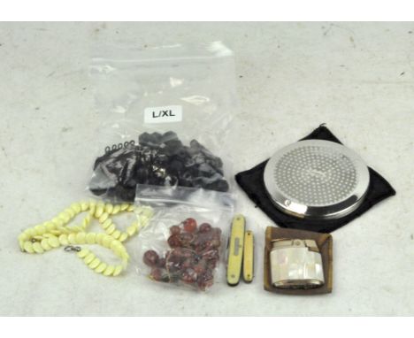 Assorted wares, to include costume jewellery necklaces, mother of pearl inlaid Ronson lighter and other items