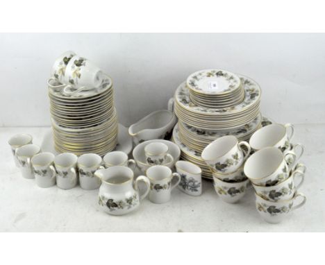 An extensive collection of Royal Doulton "Larchmont" pattern part tea/dinner service, including dinner plates, bowls, tea cup