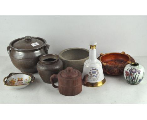 A selection of ceramics and other items, to include Cloisonne enamel vase, Wade Bells Whisky decanter and a Chinese pottery t