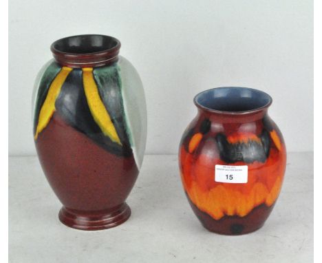 Two Poole pottery vases in the Volcano glaze, largest 23cm high