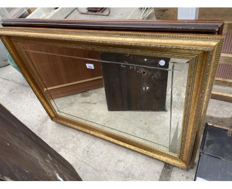 A GILT FRAMED MIRROR AND PRINT 