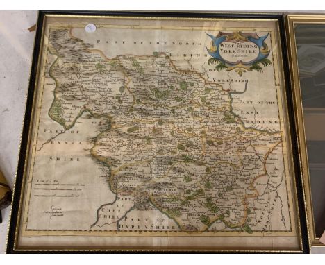 A VINTAGE FRAMED MAP YORKSHIRE 