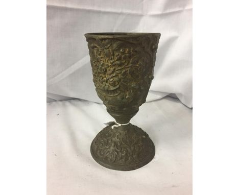 A VINTAGE METAL CHALICE 