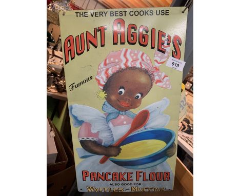 AN ENAMEL SIGN AUNT AGGIE'S PANCAKES 