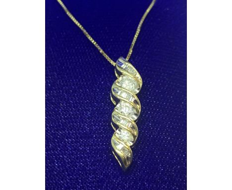 A 14 CARAT GOLD NECKLACE AND PENDANT MADE UP OF 1 CARAT OF DIAMONDS GROSS WEIGHT 3.7 GRAMS CHAIN LENGTH 46CM IN A PRESENTATIO