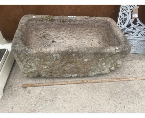 A VINTAGE STONE TROUGH - CIRCA 173 CM WIDE 