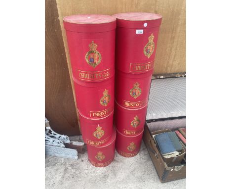 EIGHT VINTAGE MONOGRAMMED CHRISTYS' HAT BOXES 
