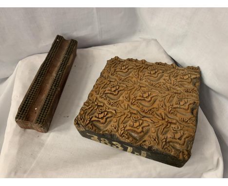 TWO VINTAGE WOODEN PRINTING BLOCKS 