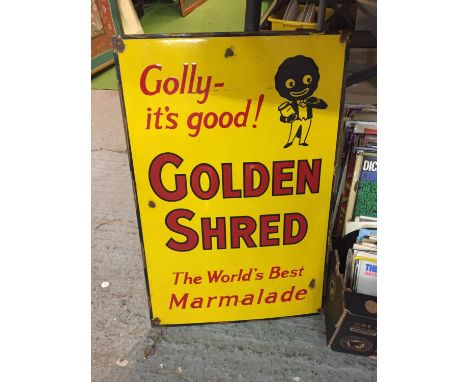 AN ENAMEL GOLDEN SHRED ADVERTISING SIGN 