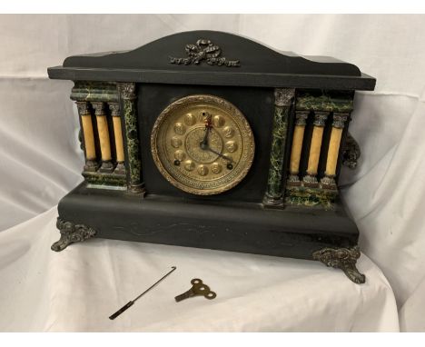 A VICTORIAN EIGHT DAY CATHEDRAL GONG EBONISED MANTEL CLOCK BY THE SESSIONS CLOCK CO. 