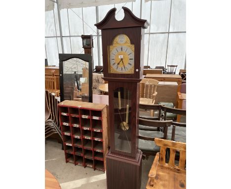 A MODERN GRAYS LONGCASE CLOCK (BATTERY DRIVEN) 