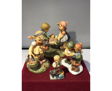 FOUR GOEBEL FIGURINES - SPECIAL DELIVERY BH 10, SPRING BLOSSOM BH 3, HOLIDAY HARMONY BH 18 AND I'M SORRY BH 54 