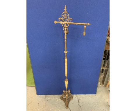 A BRASS AND ONYX STANDARD LAMP 