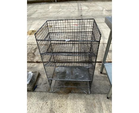 A VINTAGE GALVANISED SHELFING STORAGE UNIT 