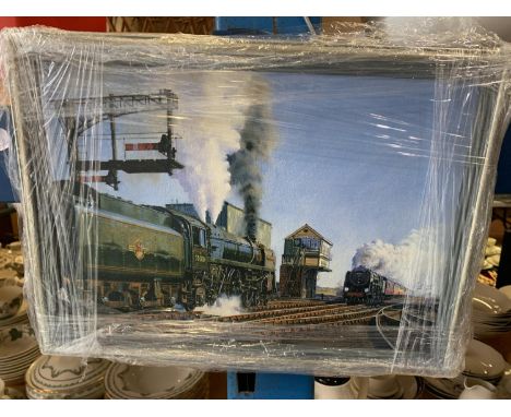 A FRAMED PRINT OF AN ORIGINAL PAINTING BY MALCOLM ROOT 'BRITTANIA CONFRONTATION 