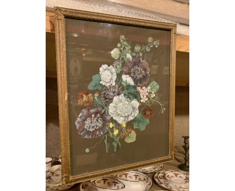 A FRAMED FLORAL PRINT 