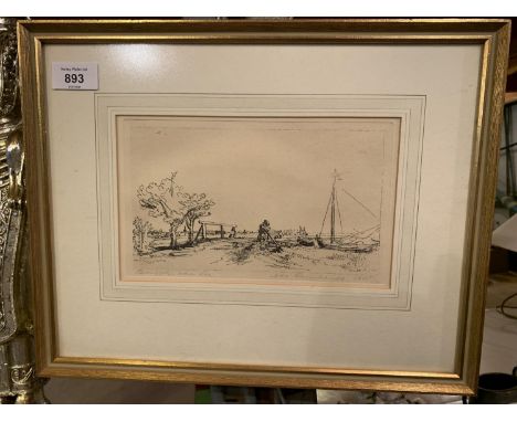 A FRAMED SIGNED PRINT OF A LANDSCAPE 
