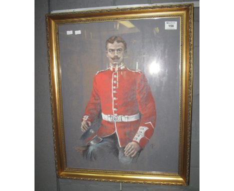 Christine Partington (British 20th century), portrait of Private James Ellaway, First Batallion, Grenadier Guards WWI. Signed