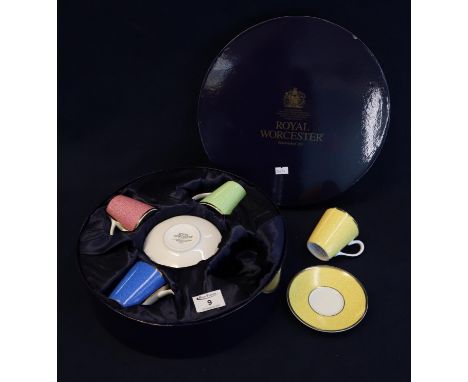 Royal Worcester porcelain in celebration of HRH 80th birthday cup and saucer set multi-coloured and gilded design in original