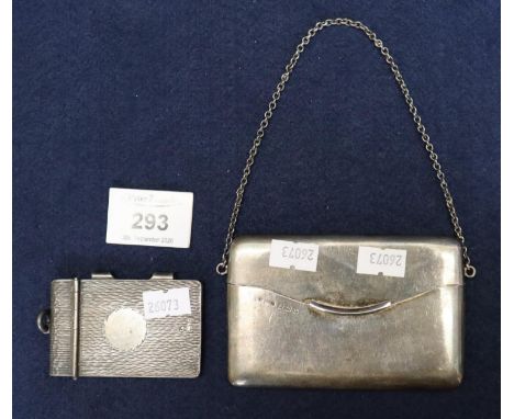 Engine turned silver bark finish notebook case, together with a silver envelope shaped calling card purse.(B.P. 21% + VAT) 