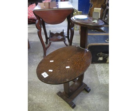 1930s stained oak smokers stand occasional table with ceramic ash tray and match holder.(B.P. 24% incl. VAT) 