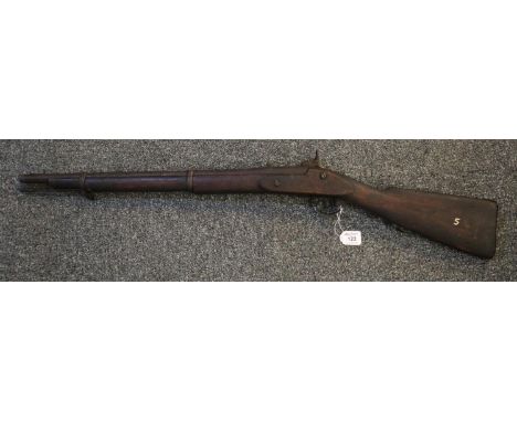19th century Indian made muzzle-loading percussion carbine with two-ring stock. Overall 96 cm long approx.(B.P. 21% + VAT) 