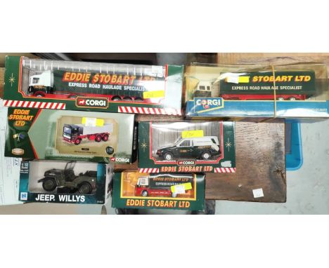 Five Eddie Stobart Corgi diecast vehicles including limited edition 21601, Scania Curtainside Trailer other similar and a mil
