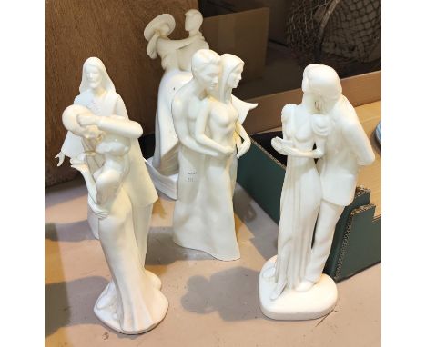 Five Royal Doulton 'Images' figures:&nbsp; In Love; Our First Christmas; The Messiah; Happy Anniversary &amp; Over the Thresh