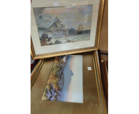 WM Strang:&nbsp; Street scene, artist signed etching, 15 x 20cm, framed; Ernest Hampshire:&nbsp; Houses of Parliament, artist