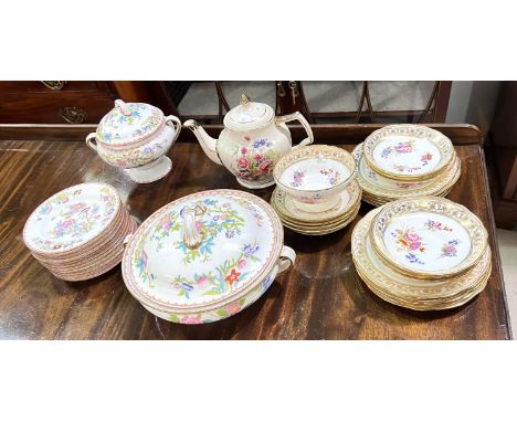 A part Mintons service with floral decoration, a part Hammersley service with gilt border etc 