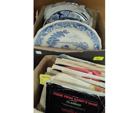 An American pair of "Columbia" blue &amp; white commemorative plates; other blue &amp; white ware; Dickens plates; a selectio