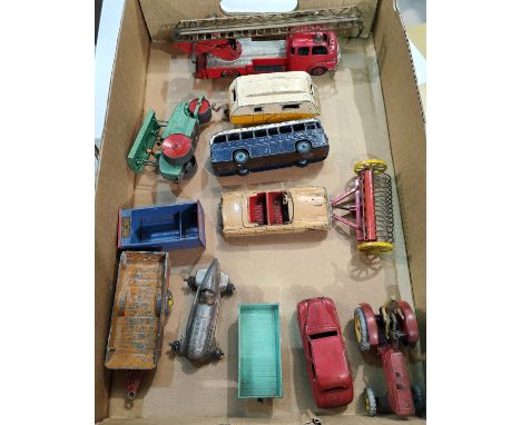 A Dinky Supertoys fire engine and a selection of other vintage Dinky diecast vehicles etc 