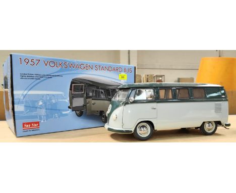 A Sun Star originally boxed limited edition model 1:12 scale die cast 1957 Volkswagen Standard Busit is a bit "wonky" but doe