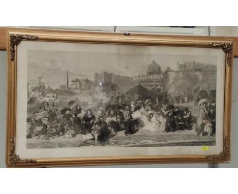 A large Victorian print of 'Life at Sea-side' Ramsgate after W. F. Frith gilt framed and glazed 117x64cm