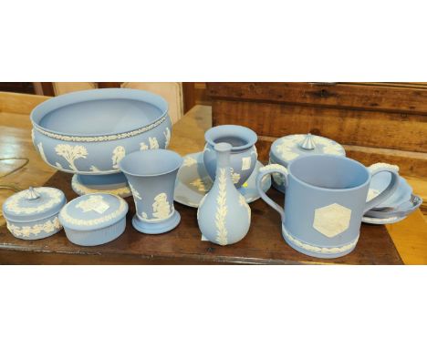 A selection of Wedgwood light blue jasperware 