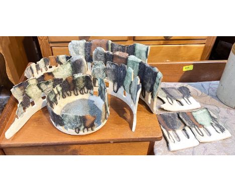 A modern unusual multi-section ceramic sculpture 