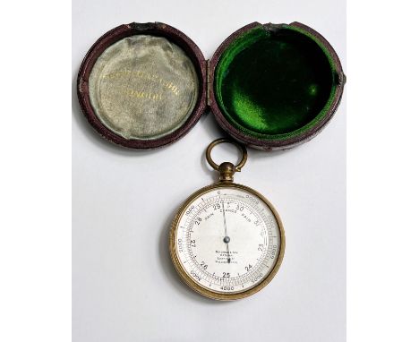 A 19th century pocket barometer in original leather case, by Blackham &amp; Son, Wolverhampton 