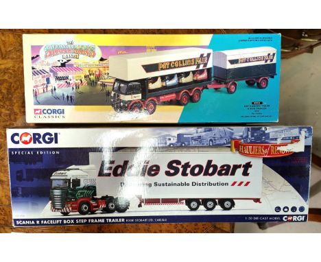 A Corgi Special Edition Eddie Stobart Haulers of Renown lorry CC13754, boxed and a Corgi Limited Edition 09901 The Showmans r