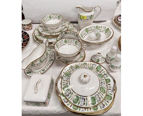 A selection of Hammersley "Green Leaves" dinnerware, 32 pieces approx.&nbsp;Appear to be first quality and generally good con