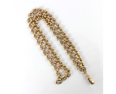 A yellow metal chain, the stylised curb link chain with spherical detail, with applied ring stamped '375' suspending a gold c