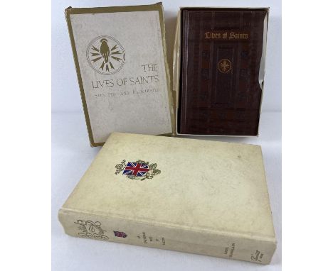 2 vintage books. A boxed cloth bound Gutenberg edition of "Lives Of Saints" together with a 19060's edition of "British Bouqu