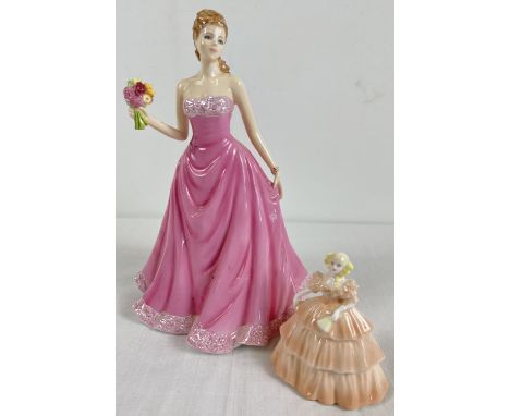 2 ceramic lady figurines by Coalport. 2007 Classic Elegance "Abigail" by Jack Glynn together with 1996 "Minuettes Summertime"