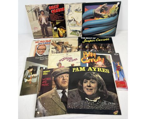 A collection of 12 vintage comedy LP records. To include artists: Billy Connolly, Monty Python, Jasper Carrot, Benny Hill, Pa
