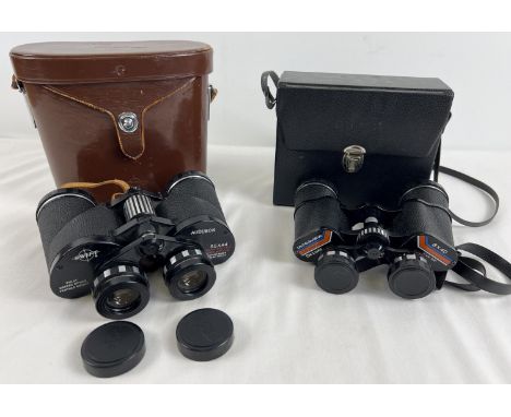 2 pairs of vintage cased binoculars. A pair of Swift Audubon 8.5 x ,44 model #804 binoculars complete with lens caps, origina