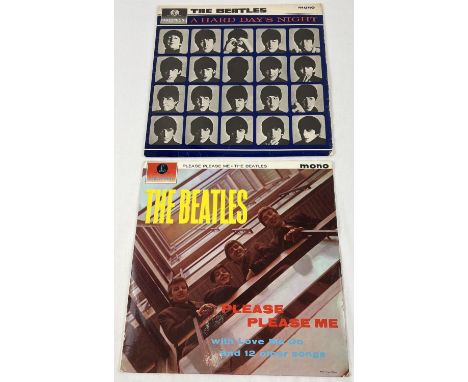 2 vintage Beatles vinyl LP's, Please Please Me together with A Hard Day's Night.  Please Please Me (PMC 1202) 4th pressing mo